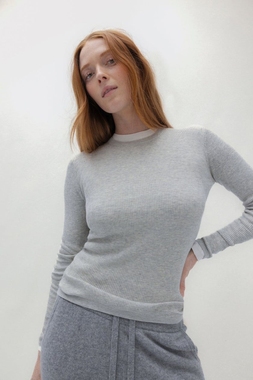 LONG-SLEEVE RIBBED TEE