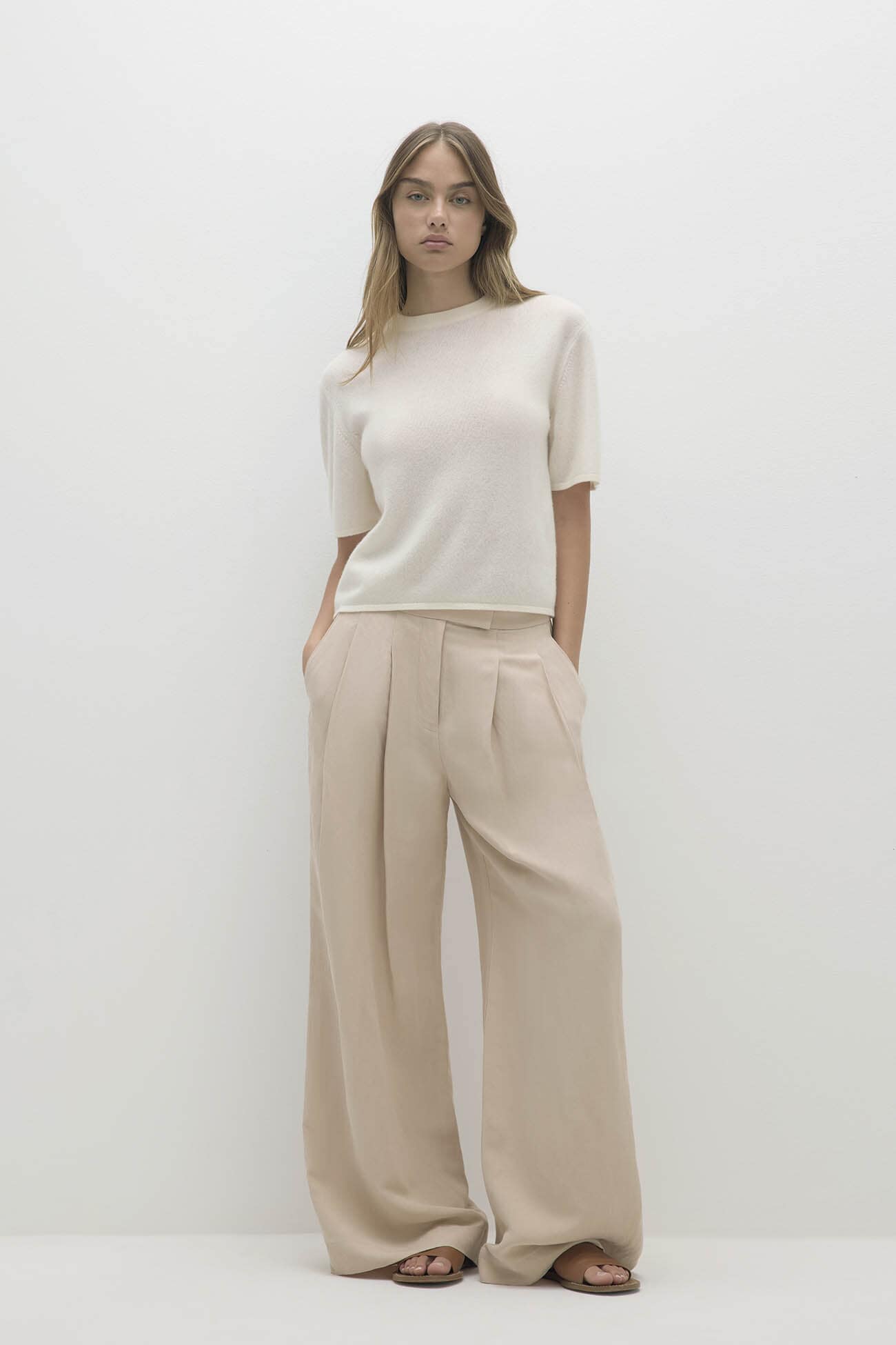 LEYNA SILK LINEN WIDE LEG PANT
