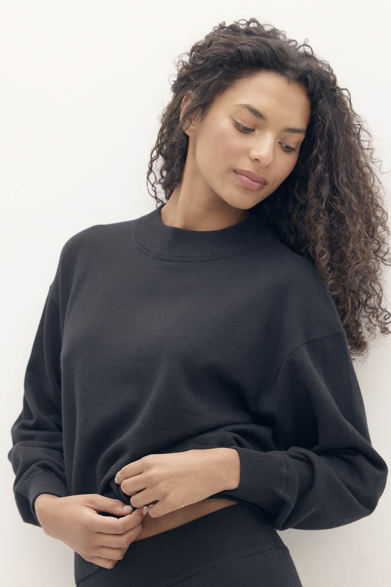 BIANKA COTTON CASHMERE CREWNECK PULLOVER