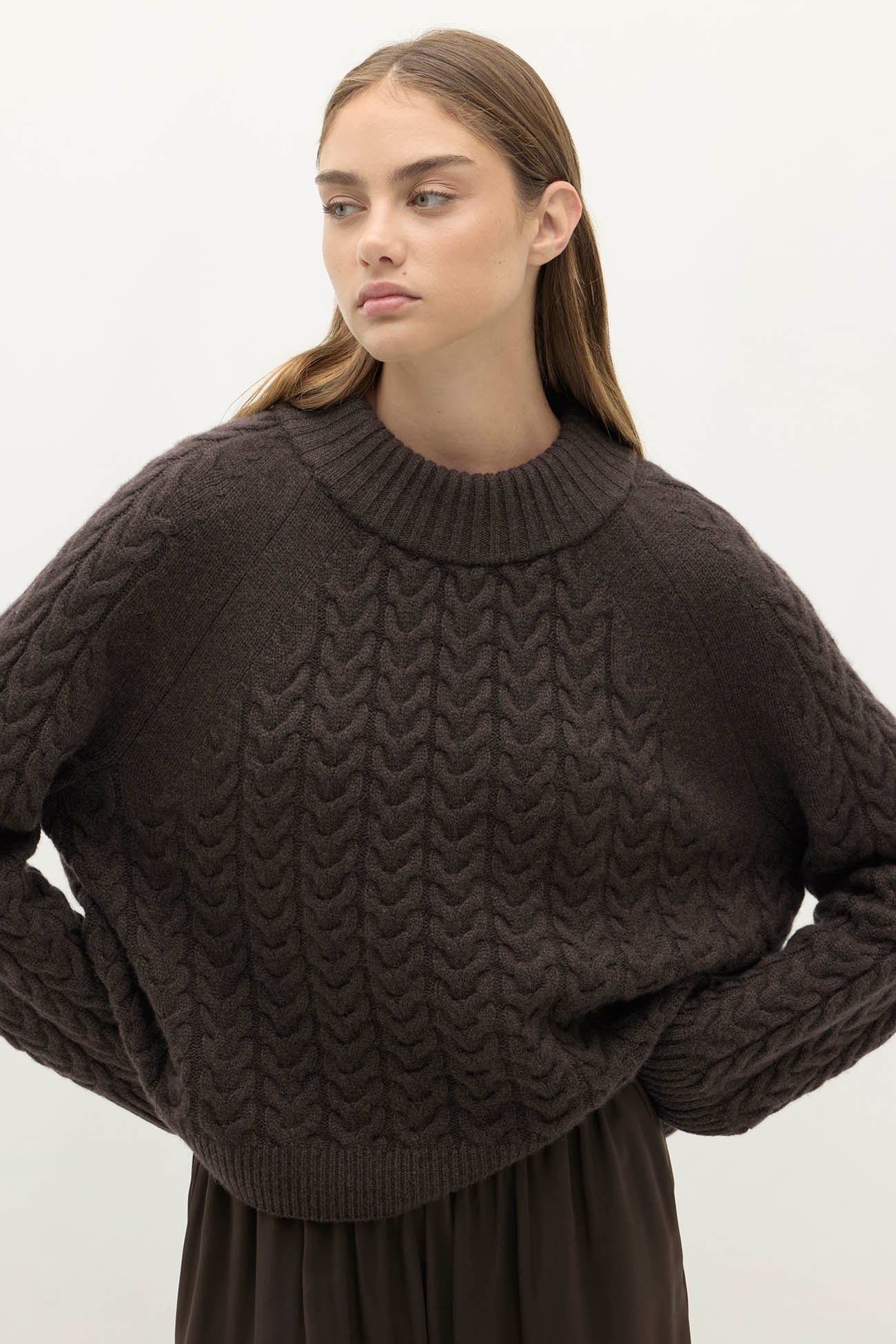 BAILEY CABLEKNIT MOCK NECK
