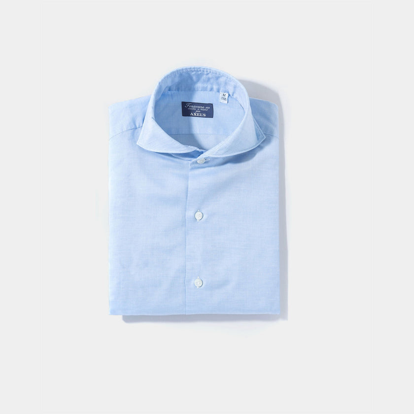 Andorra Carlo Riva Cotton Linen Shirt In Sky Blue